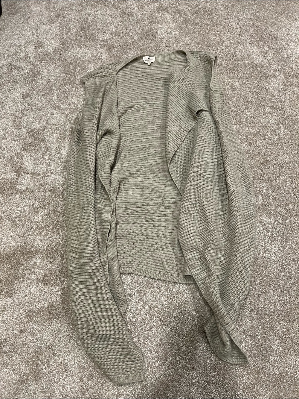Light Silver Open-Front Ribbed Women’s Cardigan Sweater